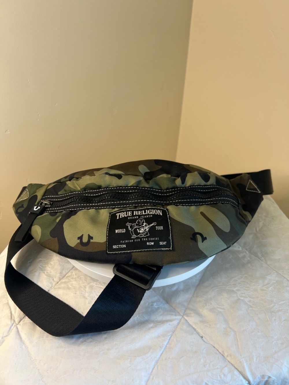 True Religion Camo Belt Bag in Olive and Black
